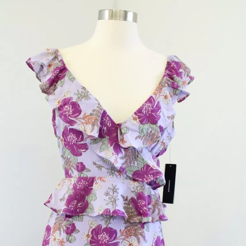 NWT Lulus Lavender Floral Ruffle Cocktail Dress - Picture 4 of 8